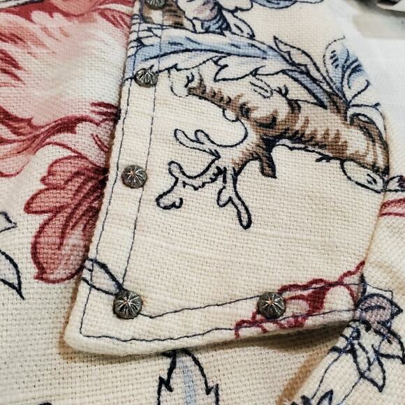 Vintage Stonebridge Blazer Womens Large Cottagecore 90s Floral Linen Preppy Boho - Picture 8 of 12